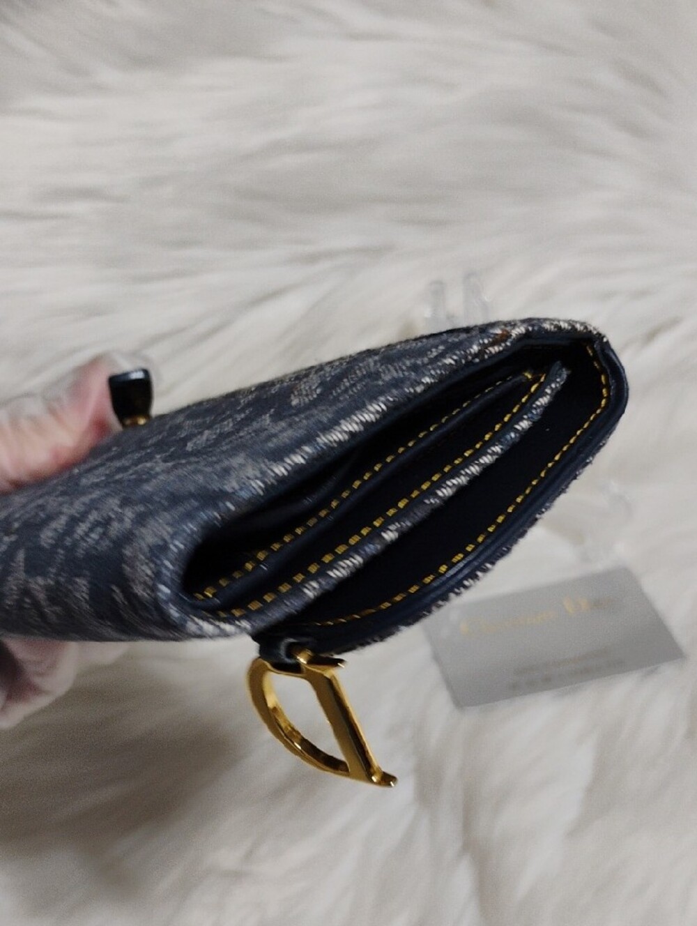 Christian Dior Navy Monogram Canvas Saddle Wallet W/Card - Picture 7 of 16